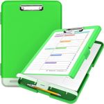 Clipboard with Storage, High Capacity Nursing Clipboards with Pen Holder, Heavy Duty Plastic Storage Clipboard with Low Profile Clip, Clipboard Folder, Teacher Must Haves, Office Supplies, Green