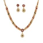 Sasitrends Traditional Micro Gold Plated Multi Color AD American Diamond Jewellery Necklace Jewellery Set for Women and Girls