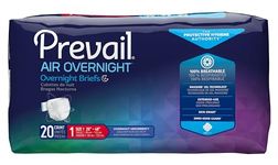 Prevail AIR Overnight Incontinence Briefs - Unisex Adult Incontinence Briefs with Tabs - Disposable Adult Diaper for Men& Women - Overnight Absorbency - Size 1, 80 Count (4 Packs of 20)