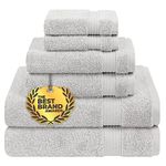 Cotton Paradise 6 Piece Towel Set 100% Cotton Soft Absorbent Turkish Towels for Bathroom 2 Bath Towels 2 Hand Towels 2 Washcloth Silver Gray Towel Set