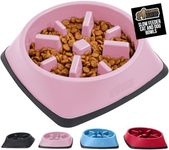 GORILLA GRIP Patent Pending Slow Feeder Dog Bowls, Interactive Puzzle Toy for Dogs and Cats Food Training, Keeps Pets Busy and Prevents Puppy Overeating, All Breeds, 100% BPA Free, 1 Cup, Pink