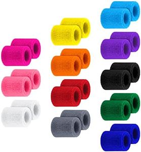 12 Pairs Kids Wristbands Sweatbands Colorful Sports Wrist Sweat Bands Athletic Basketball Football Party Favors for Kids Outdoor Activity