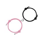 Aucuu Couple Magnetic Bracelets, 2 Pcs Matching Bracelet Adjustable Handmade Cord Bracelet, Love Heart Bell Bracelets Gift for Couple Boyfriend Girlfriend Lovers