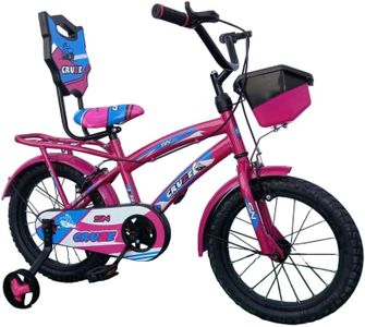 Dhara Kid Bicycle 3-5 Years Size 14T Unisex Cycle in Steel Rim EVA Tubeless Tyre with Back Carrier (Pink)