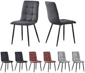Set of 2 Faux Matte Suede Leather Dining Chairs With metal Legs home& restaurants henri (Dark Grey)