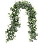 SOMYTING Eucalyptus Garlands, 2 Pack 5.7ft Long Artificial Mixed Eucalyptus Leaves Vine Greenery Garland Hanging Plants for Farmhouse Table Centerpiece Mantel Wedding Arch Backdrop Decor