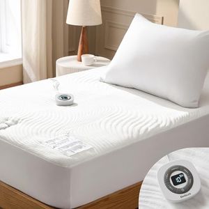 Bedsure Heated Mattress Pad Twin - Bed Warmer with Memory & Preheat Functions, 12-Hour Auto Off & 10 Heat Settings, Single Controller, Fast Heating, Jacquard Electric Mattress Pad Twin, 39"x75"