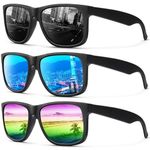 Mens Sunglasses Polarized, Retro Sunglasses for Men Women with UV Protection for Outdoors Fishing Running Driving(grey/ice blue/rainbow)