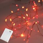 Qbis Christmas Lights, Battery Powered Lights with 6hr Timer Mode. 40 LED Battery Fairy Lights. Red and Orange Battery Lights Battery Powered Wire Lights (40 Red,Orange)