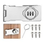 uxcell Password Hasp Locks, Cabinet Door Combination Lock, Barn Door Lock Latch for Small Doors, Cabinets, Barn Door, Bathroom, Outdoor, Etc, Silver