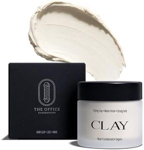 THE OFFICE BARBERSHOPS Hair Clay for Men - Strong Hold Matte Finish Styling Clay - Natural Texture, No Shine - Easy Wash Out - 2oz / 60ml - Made in USA