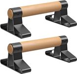 SELEWARE Wood Push up Bars Parallettes Bars Anti-Slip Handstand Bars for Calisthenics, Fitness, Floor Workouts Solid Wood with Sturdy Metal Bracket, Support 600 lbs 10 * 6.5 * 4 inch