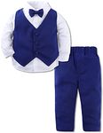 MOMBEBE COSLAND Baby Boy Suits Wedding Formal Outfit Dress Clothes Tuxedo 12-18 Months Blue