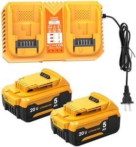 LiBatter 2Packs 5.0Ah Battery Replacement for Dewalt 20v Battery with DCB102 Battery Charger Station (Yellow)