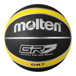 Molten GR Basketball, Indoor/Outdoor, Premium Rubber, Size 7, Impact Colour Black/Yellow, Suitable For Boys age 14 & Adult (BGR7-KY)