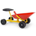 Costzon Kids Ride-on Sand Dumper, Sandbox Toy w/Handle & 4 Wheels, Heavy Duty Steel Digging Play Tool for Boys Girls (Red)