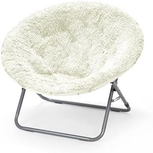 Urban Shop Oversized Mongolian Faux Fur Saucer Chair, White