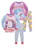 SOIBEEN Girls Pyjamas Set Girls Sleepwear Unicorn Pajamas 100% Cotton PJs 7 Years Toddler Clothes Long Sleeve 4-Piece Set