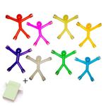 Refrigerator Magnets, 8 Pcs Mini Man Flexible Fridge Magnets, Cute Rubber Magnet Men Refrigerator Magnets + 100 Sheets/Pad Self-Stick Note Pads