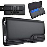 Stronden Holster for iPhone 16, 16 Pro, 15, 15 Pro, 14, 14 Pro, 13, 13 Pro, 12, 12 Pro, 11, XR - Leather Belt Case with Magnetic Closure Pouch w/Built in Card Holder (Fits Otterbox Commuter Case on)