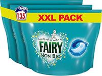 Fairy Non-Bio PODS, Washing Liquid Laundry Detergent Tablets / Capsules, 135 Washes (45 x 3), Huggably Soft for Sensitive Skin