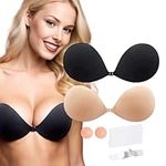 2 Pack Stick on Reusable Adhesive Bra,Nipple Cover & Clothing Tape for Evening Wear Backless Strapless Sticky Adhesive Bra for Evening Dress Size E