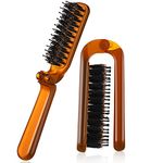 2 Pieces Folding Bristles Hair Comb Collapsible Travel Hair Brush Foldable Pocket Hair Comb Rectangular Folding Hair Comb Compact Hair Brush for Women Men Portable Hair Styling, Amber