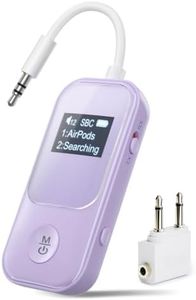 Nulaxy Airplane Bluetooth Adapter Transmitter Receiver with Screen, Purple