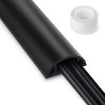 Cord Hider Floor, 3FT, Black Cord Cover Floor, Cord Protector Floor Extension Cable Cover, Soft PVC Wire Covers - Cable Management Hide Cords on Floor - Cord Cavity: 0.7" (W) x 0.4"(H)