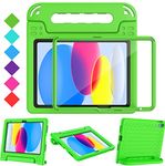 Surom Case with Built-in Screen Protector for New iPad 10.9 Inch 2022 (10th Generation), iPad 10.9 2022 Kids Case, Shockproof Convertible Handle Stand Kids Case for iPad 10th Generation 2022, Green