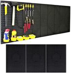 Made in USA - Nerf Gun Pegboard Wall Organizer 3 ea 24"x16" Pegboard Panels - 72” Wide - Kit P-202 B Garage Organization for Workbench Tool Storage Organizer Black Tuff Poly-Plastic