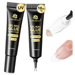UNA GELLA Super Strong Nail Glue: 2Pcs*10ml Semi Solid Nail Glue for Press Ons No Lamp Needed 10s Quick Drying Solid Nail G lue Gel Upgraded for Acrylic Fake Nails Extension Long Lasting