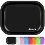 roygra Matte Rolling Tray , Metal Cigarette Rolling Tray, 7 x 5.5'' - Black