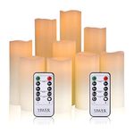 YIWER LED Candles,Flameless Candles Φ 2.2" x H 4"/5"/6"/7''/8''/9'' Real Wax Battery Candle Pillars, 10 Key Remote Control with 24 Hour Timer Function (Ivory) (1 * 9)