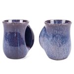 Elanze Designs Reactive Glaze 14 ounce Ceramic Handwarmer Mugs Set of 2, Midnight Purple