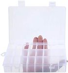 Snowkingdom Transparent Plastic Grid Box Storage Organizer for Display Collection with Adjustable Dividers - 24 Clear Grids - 7.8"x5.2"x1.5"