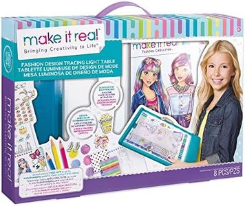 Make It Real - Fashion Design Mega Set with Light Table. Kids Fashion Design Kit Includes Light Table, Coloured Pencils, Sketchbook, Stencils, Stickers, Design Guide and More