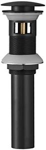 Homevacious 1 5/8" Bathroom Faucet Vessel Vanity Sink Pop Up Drain Assembly Stopper Fits Bathroom Standard Sink Hole 1-1/2" to 1-3/4" Matte Black Plug With Overflow Lead-Free Push & Seal