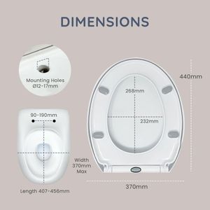 CUQOO Oval Soft Close Toilet Seat – White, Easy Clean