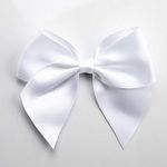 Italian Options Large Satin Ribbon Bows Self Adhesive 6-Piece Pack, 10 cm Bow Width, White