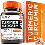 Turmeric and Black Pepper Capsules High Strength, Pure Curcumin with Ginger Roots - Turmeric for Joint Pain Relief Supplement, Antioxidant, Vegan & Gluten Free, 60 Turmeric Capsules