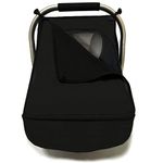 3-in-1 Car-Seat Canopy Cover - Protective Carseat Sun Shade Canopy with Privacy Shade Canopies Covers for Boys Girls,Inner Bug Nets for Newborn Infant Protect Baby from Mosquito & Insect (Black)