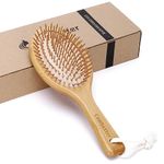 Combetter Bamboo Hair Brush, Natural Paddle Brush to Soften and Improves Hair Texture - Soothing Massage to improve Dandruff Eco-Friendly Wooden Comb for All Hair Types