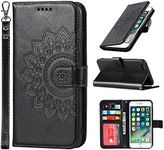 ELTEKER Phone Case Compatible with iPhone 6/6S Wallet Case,Premium Leather Card Holder Card Slot Magnetic Closure Flip Kickstand Women Wallet Case for iPhone 6/6S - Black