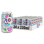 Rio Tropical Light Fizzy Drinks Cans 24 Cans Soft Drink Pack with Real Orange, Apricot, Mango, Passion Fruit, Guava Juice and No Added Sugar Lightly Sparkling Cans of Pop with Vitamin C 24x330ml