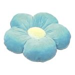 Peach Cuddle Flower Shaped Velvet Floor Cushion (16x16 inch, Light Blue)