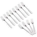 Sosody 12-Piece Stainless Steel Tea Forks Set, 3-Tine Fork Cake Dessert Salad Pastry Forks, 15 cm