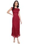 Rihani Fab Sleeveless Lace Maxi Dresses For Women Red (S)