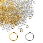 Jump Rings, 1200 Pcs Gold Silver Split Rings Open Jump Ring for DIY Jewelry Making, Art Craft Making, Repair (5 mm)