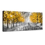 FajerminArt Large Canvas Wall Art The Golden Autumn Picture Print Wall Decor for Living Room Bedroom Office Kitchen, Ready To Hang (48x20 Inch)